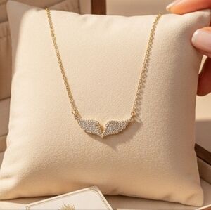 Delicate Gold Angel Wing Pendant Necklace
